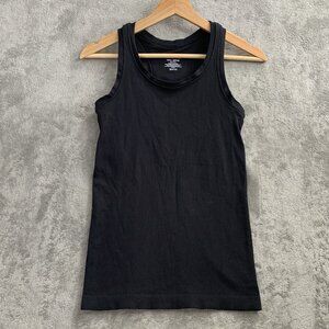 Spanx Shirt Womens Small/Medium Black Ribbed Racerback Built-In Bra Tank Top Gym